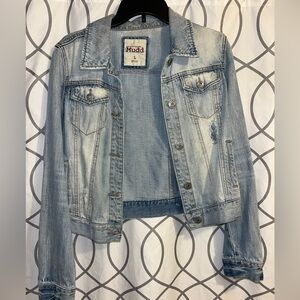 Distress cropped jean jacket